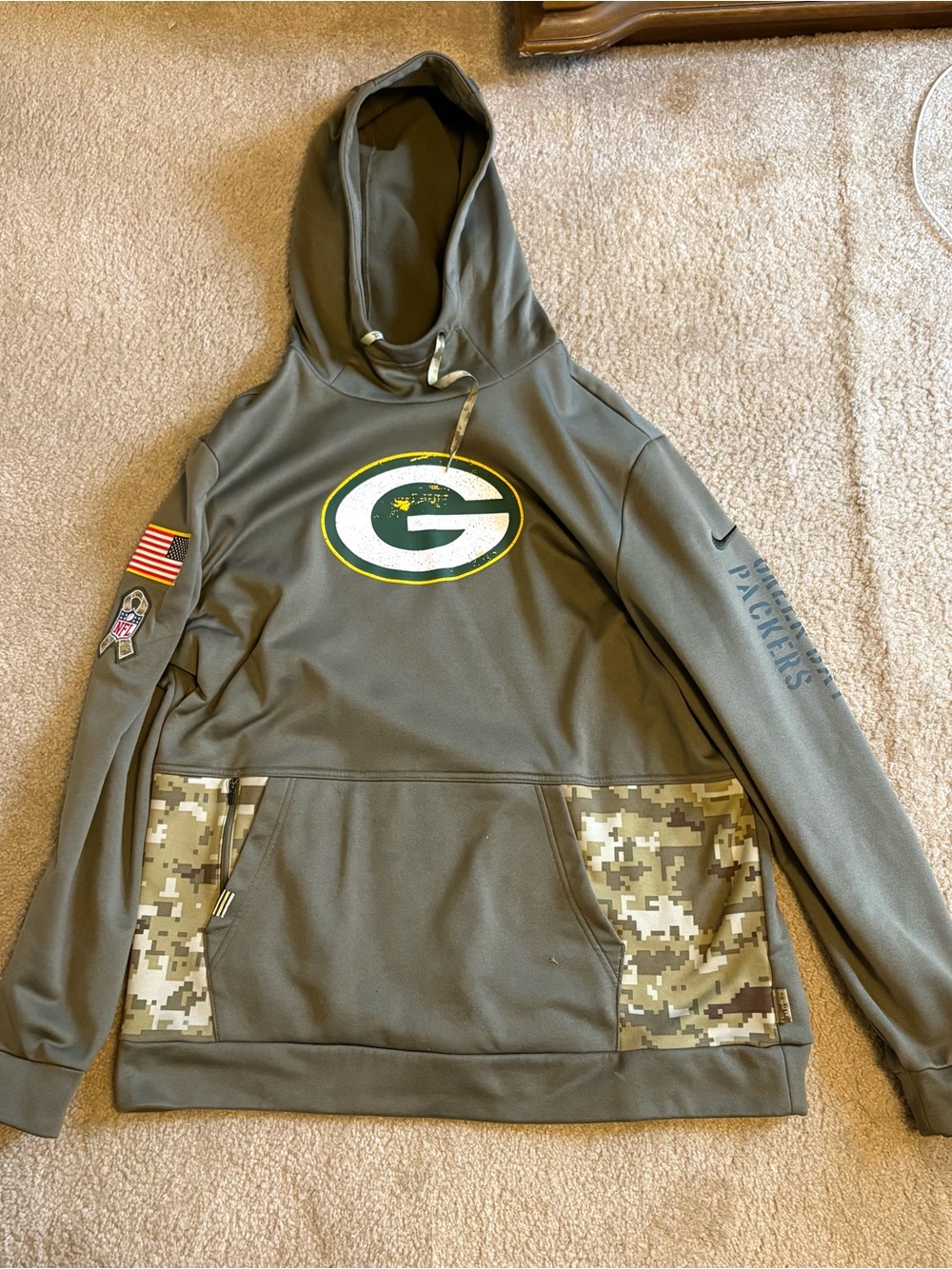 NFL Olive Green Therma-Fit Hoodie with Logo Tag